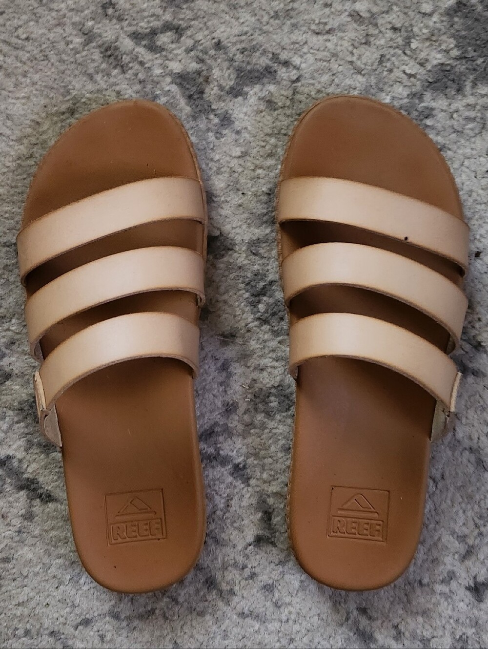Reef Women’s Triple-Strap Slide Sandals — Beige/Tan